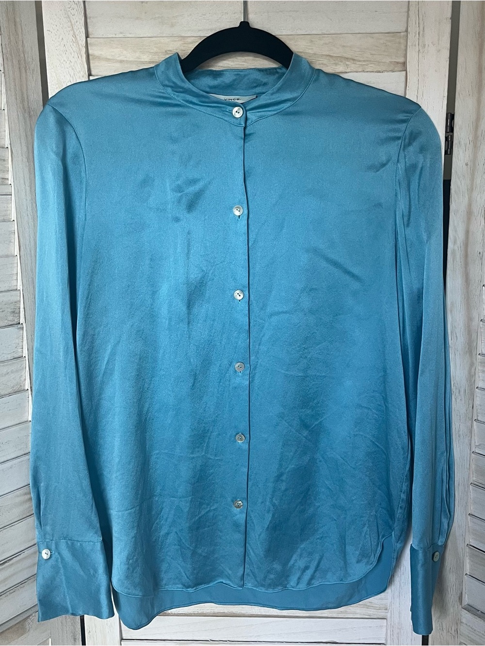 Vince Silk Blue Button Up